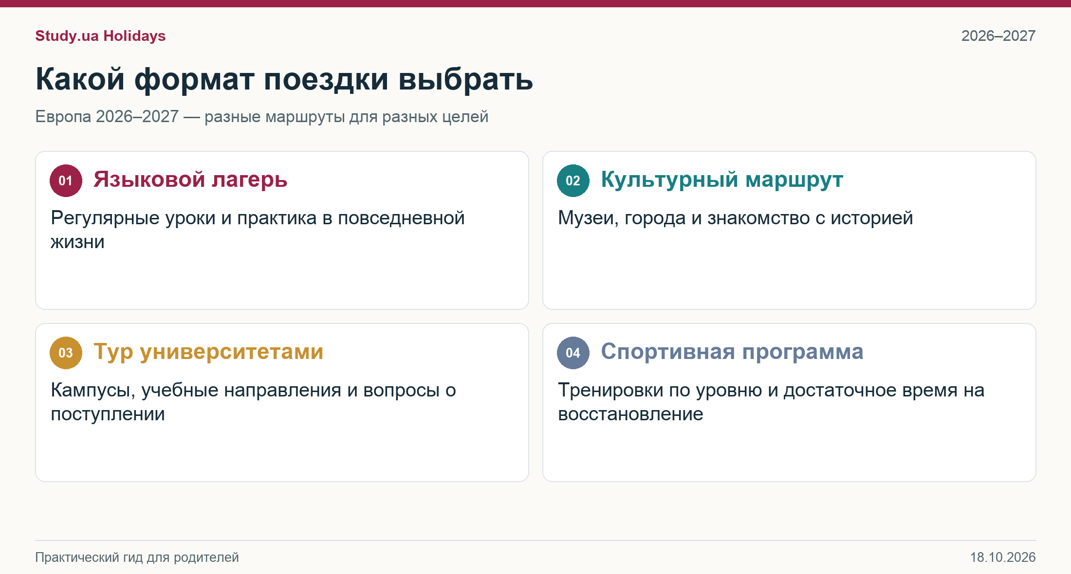 Туры для школьников в Европу — сравнение языкового лагеря, культурного маршрута и тура университетами